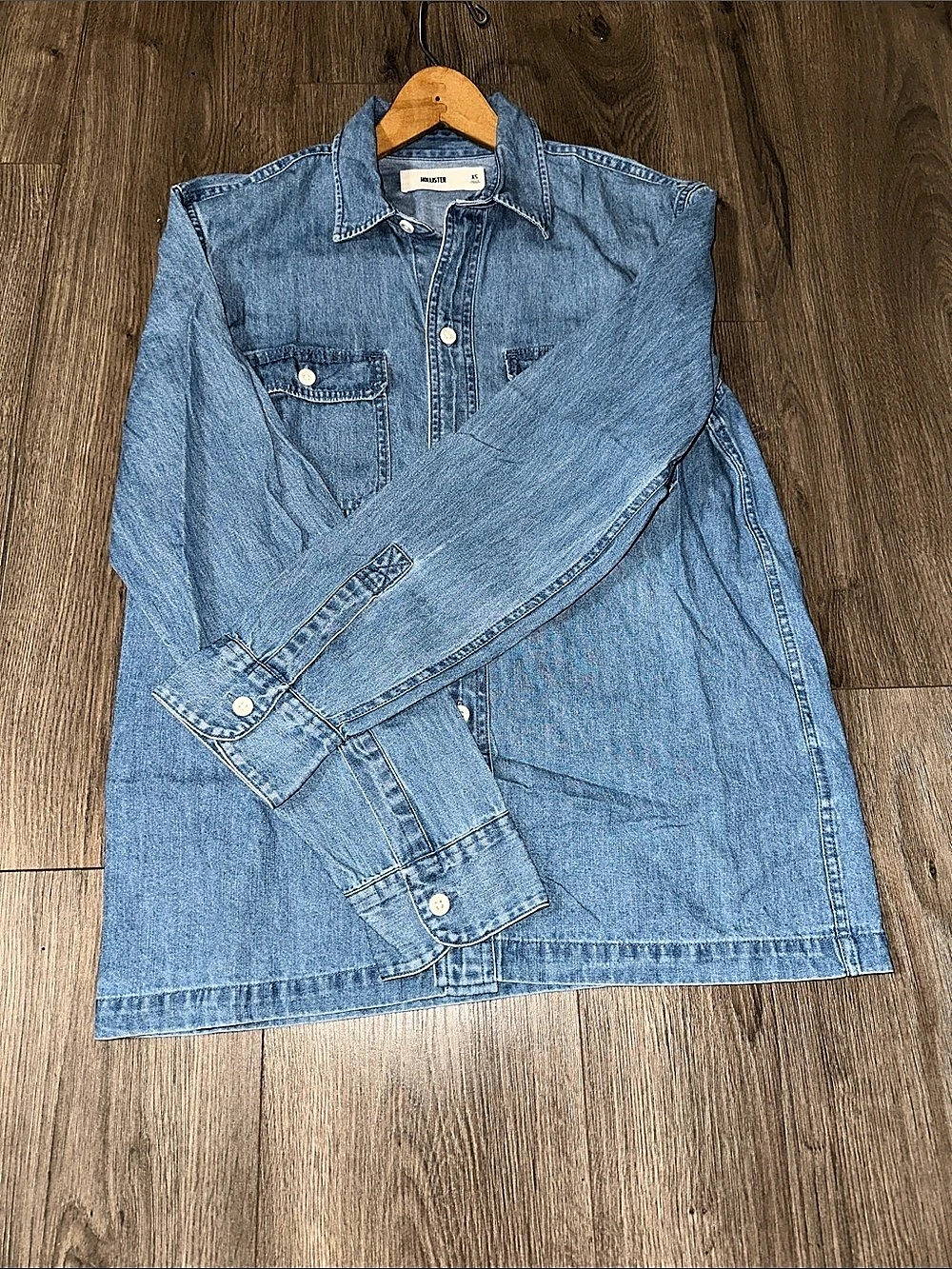 Hollister Denim Shirt Jacket 100% Cotton Blue XS Women’s - Picture 4 of 6